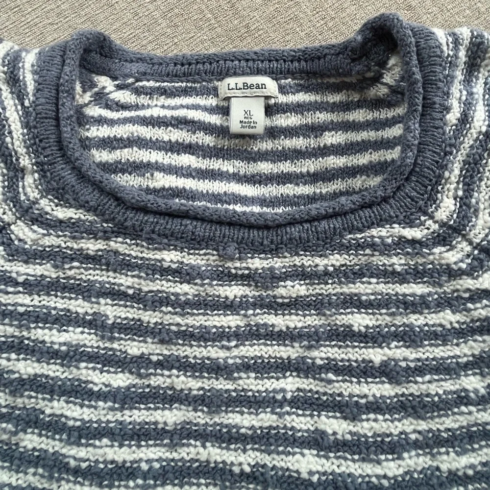 L.L. Bean Indigo Cotton Slub Rollneck Stripe Pullover Sweater. Women's Size: XL. - Picture 5 of 9